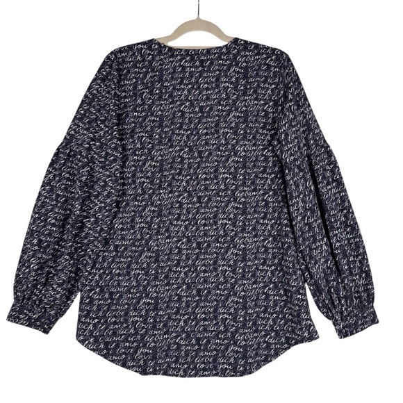 CAbi Medium Te Amo Navy Blue Blouse 5336 Love Letter Women's Shirt Top Tunic - Picture 5 of 8